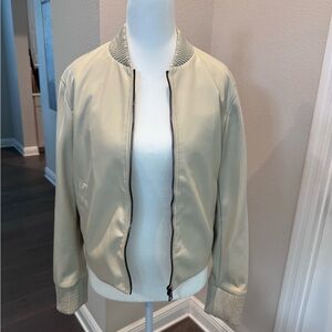 Evereve Beige Faux Leather Bomber Jacket